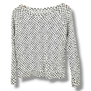 LOFT Women's Leopard Print Long Sleeve Pullover Knit Top‎ Cream Black Size M